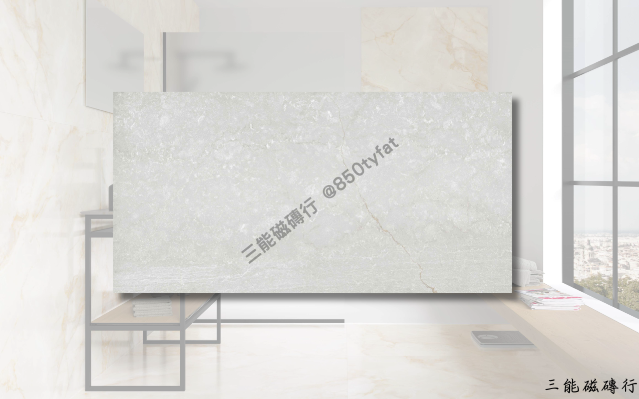 柔和米灰色大理石磁磚，融合雲霧般的紋理，適合現代與北歐風格裝潢。
