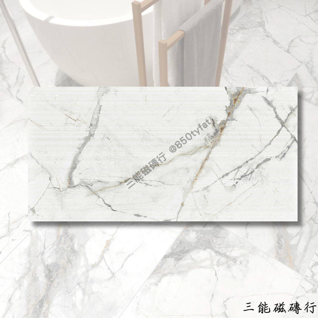 霧嶺白霧面大理石紋磁磚 - 白色系，細膩紋理，適用於高端裝潢空間。