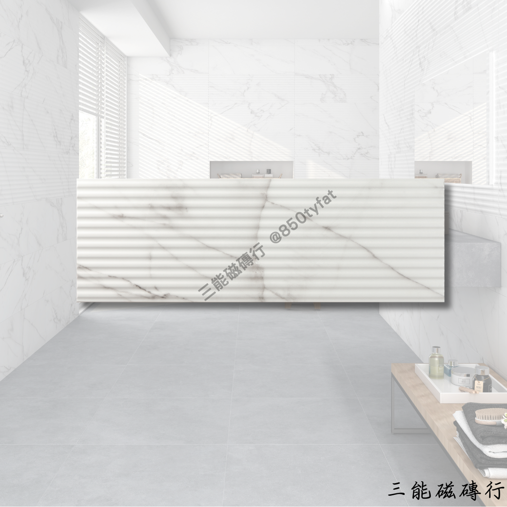 極地白銀狐雕刻紋磁磚 - 立體紋理設計，增添質感與層次，適合牆面裝飾與背景牆。