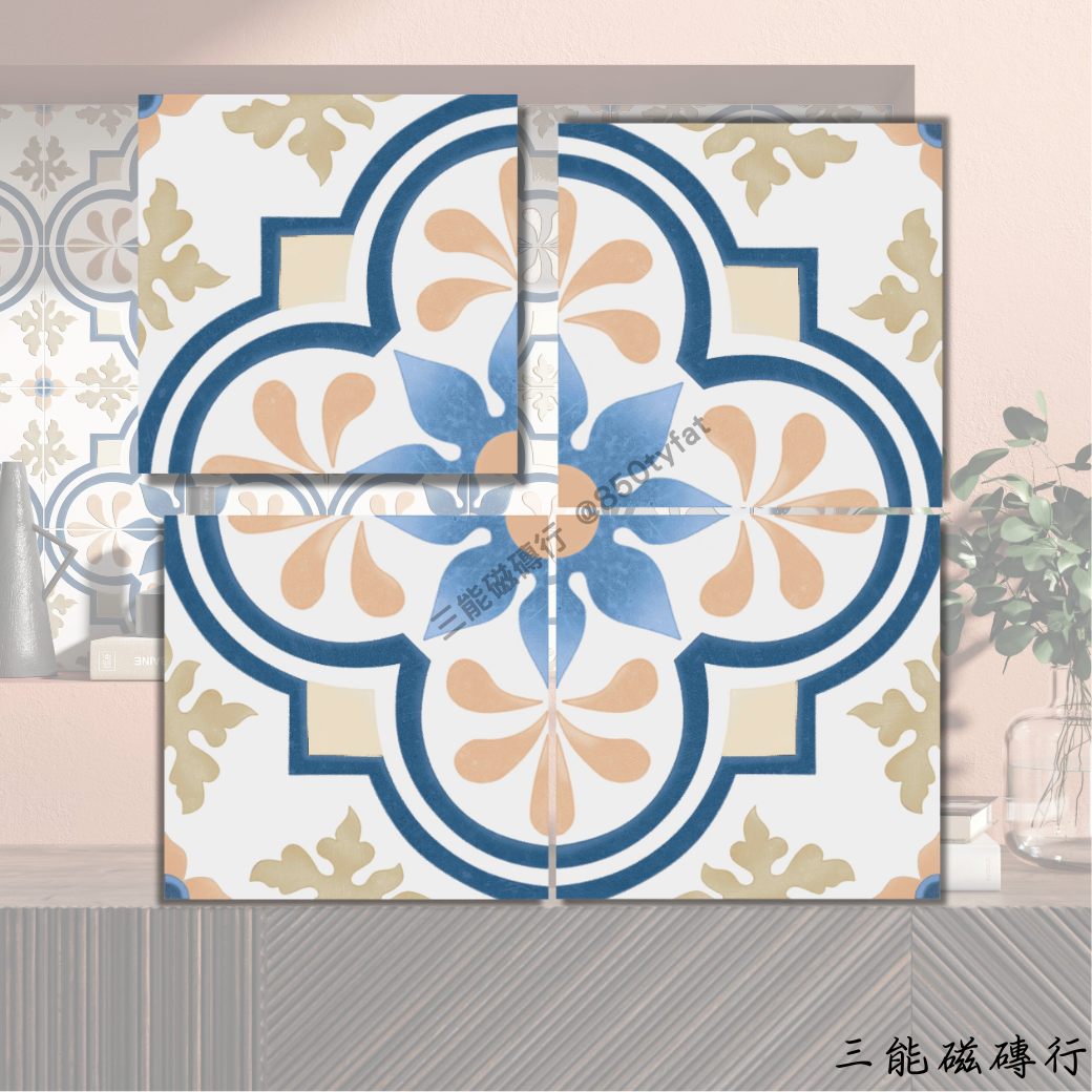 伊比利之舞系列隨機花磁磚，多種經典西班牙花磚圖案組合，讓空間充滿層次感與異國風情。