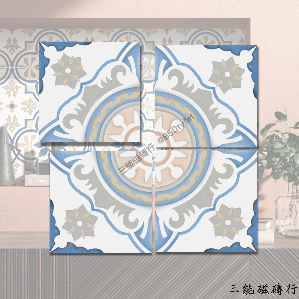 伊比利之舞系列隨機花磁磚，多種經典西班牙花磚圖案組合，讓空間充滿層次感與異國風情。