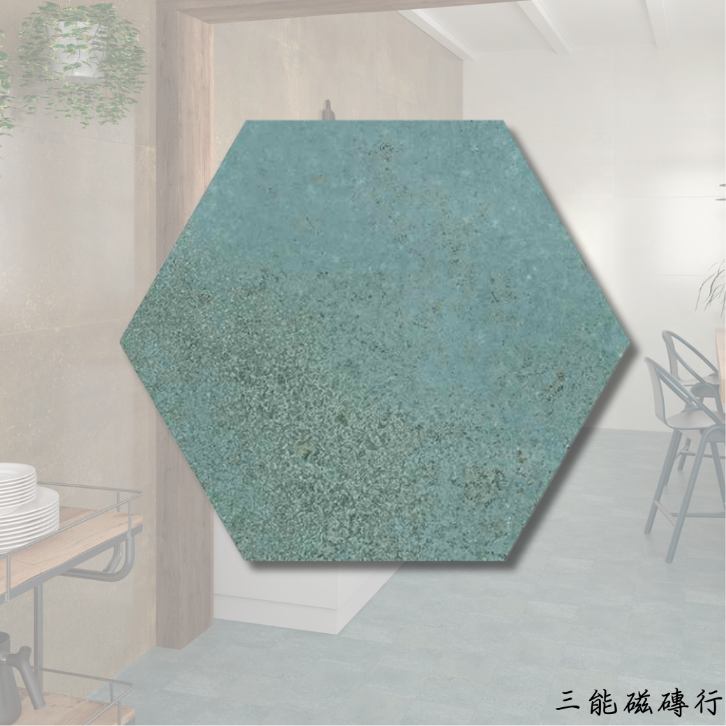 白六角磁磚，簡約而百搭，適用於現代極簡風或日式禪風空間。