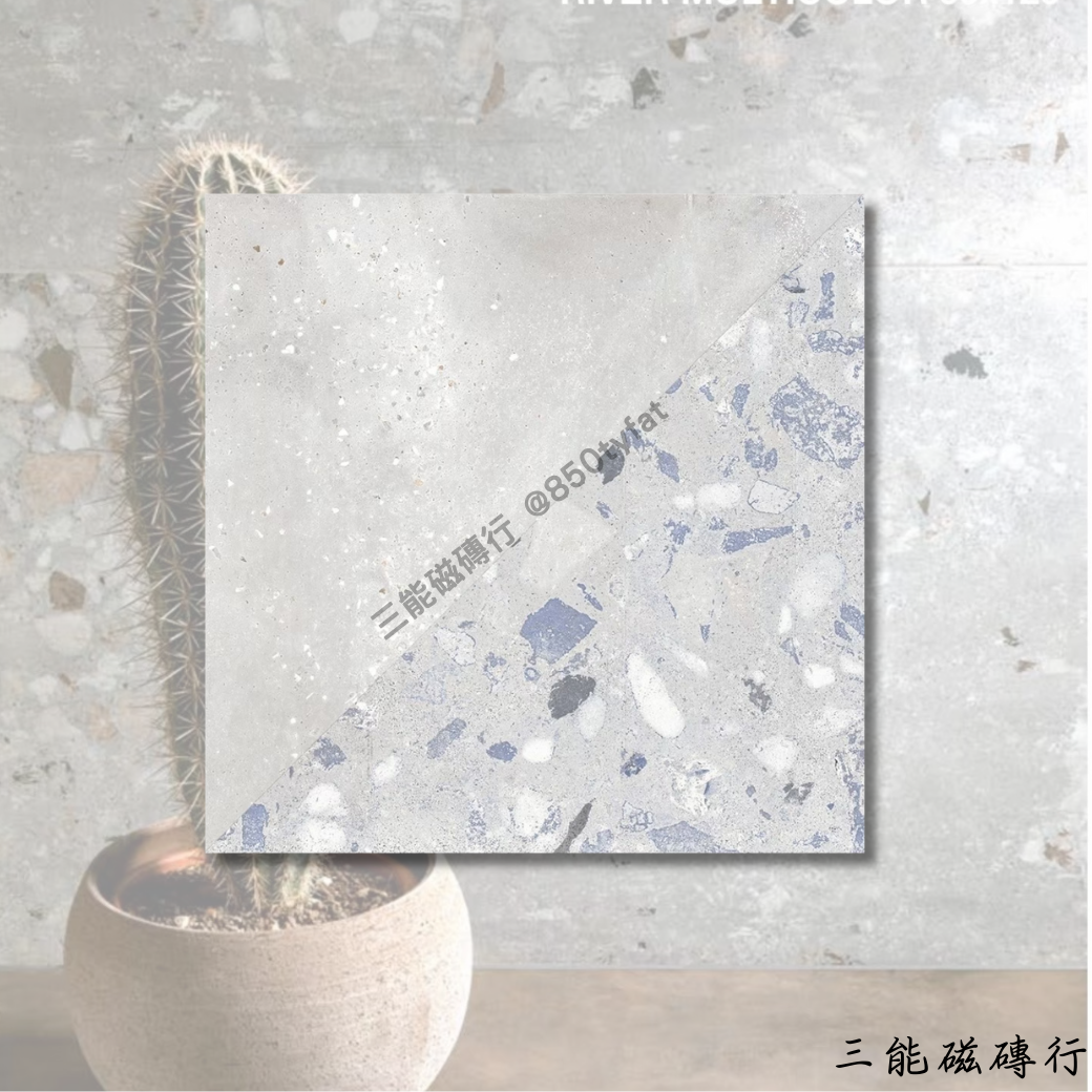 陶泥彩韻白色系磁磚，20x20cm，淡雅白灰底色搭配細碎礦物質感，適合現代極簡風格。