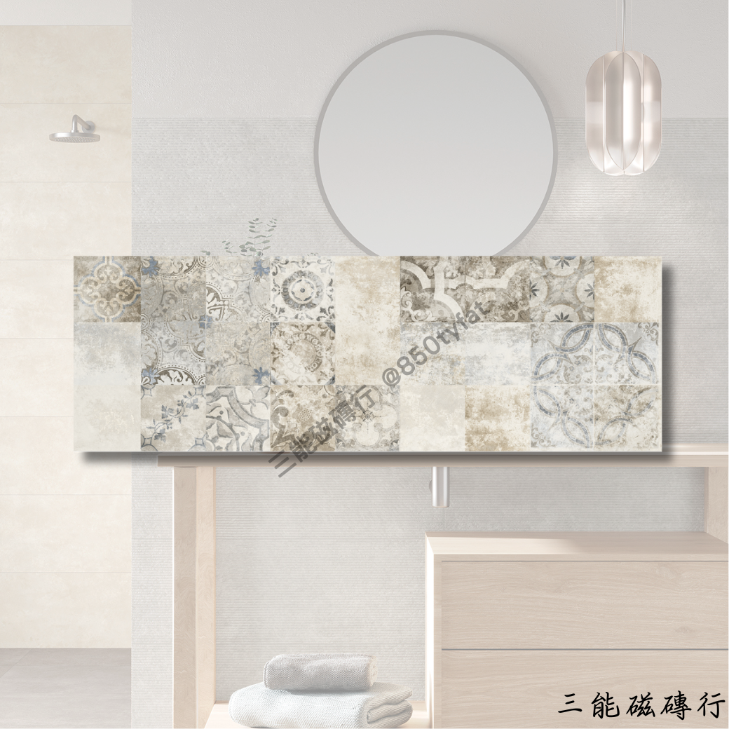 泰洛西系列線條灰磁磚，灰色雕刻紋理，低調精緻。