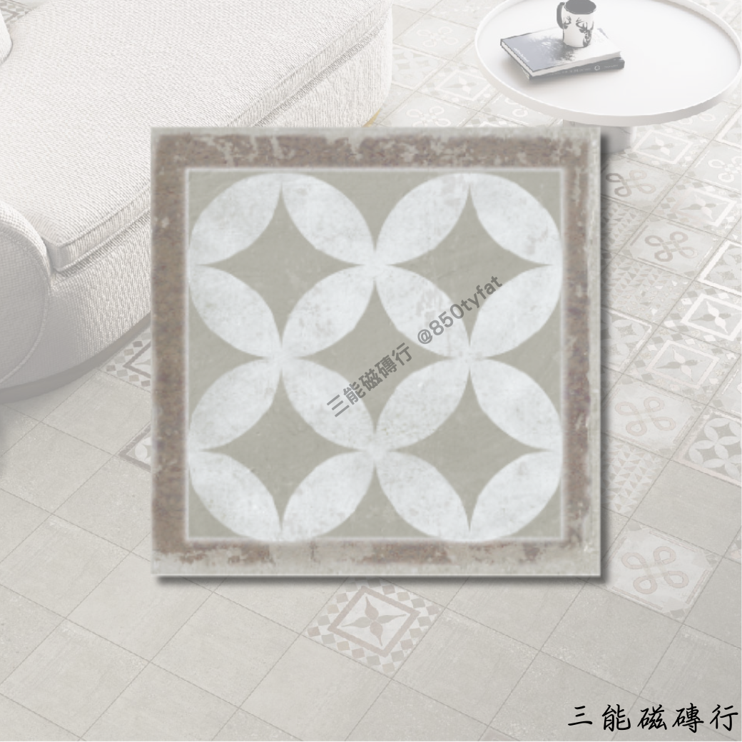 蓓優妮塔系列米D磁磚，米色幾何拼貼，適配性強。