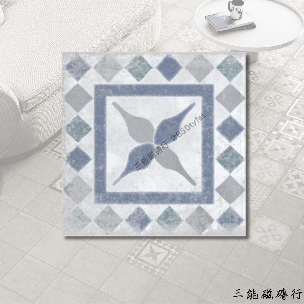 蓓優妮塔系列米D磁磚，米色幾何拼貼，適配性強。