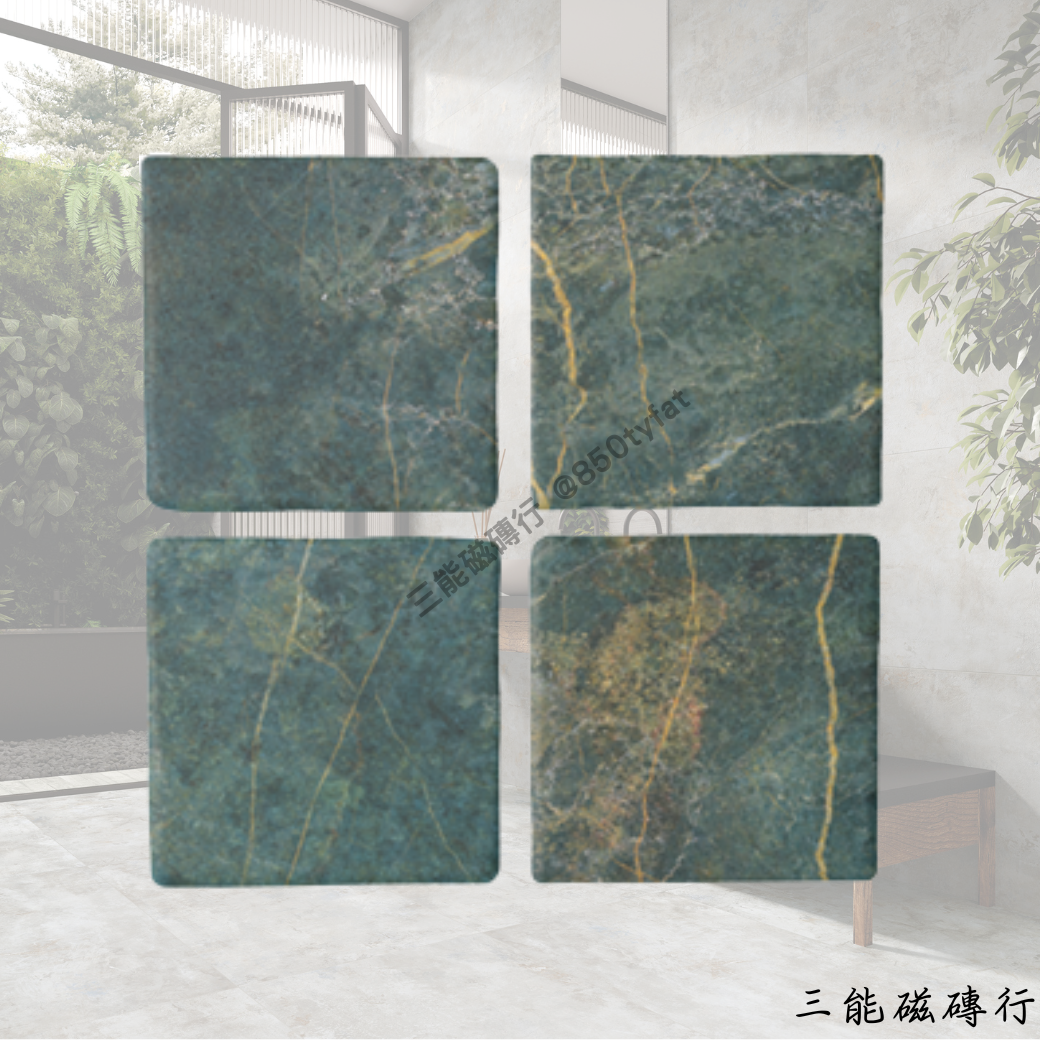 巴里灣系列黑色磁磚，霧黑帶金紋，設計感強。