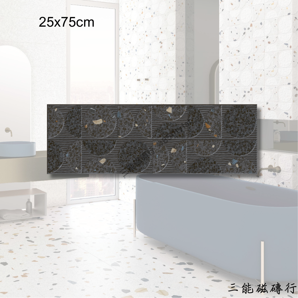 賽布拉霧黑磚，33x100cm，霧面黑色長條磚