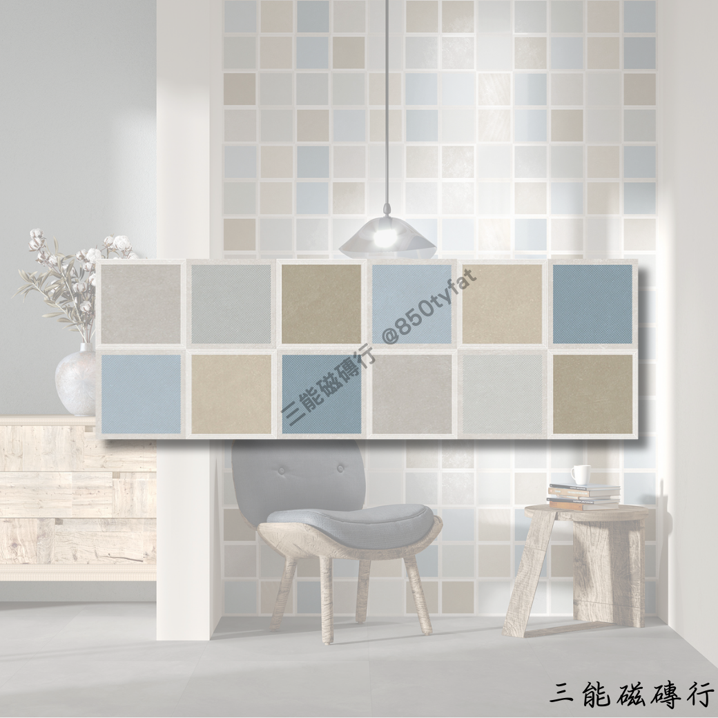 灰色紋理磁磚，獨特花紋設計，適用於背景牆與商業空間