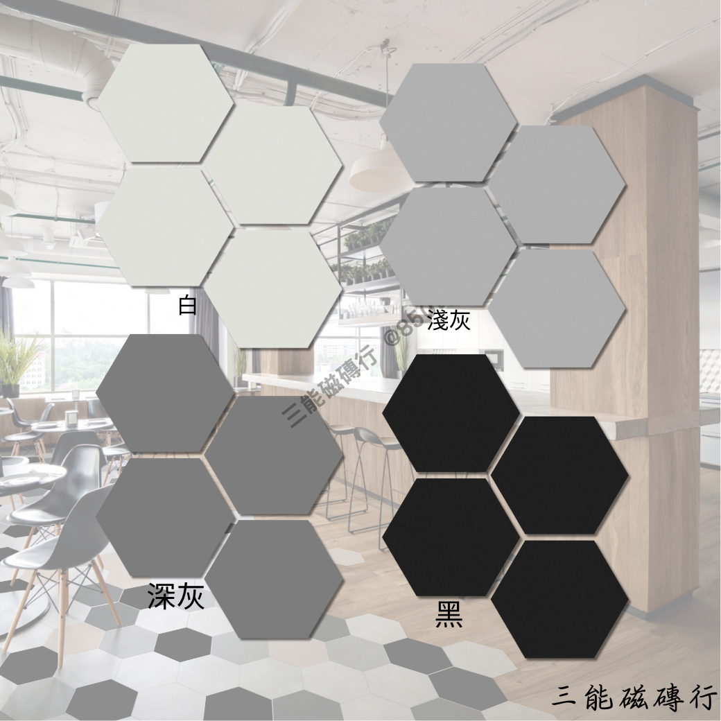 六角形瓷磚，純白色水泥質感，帶有細膩的啞光紋理，適合現代簡約與北歐風裝潢設計。