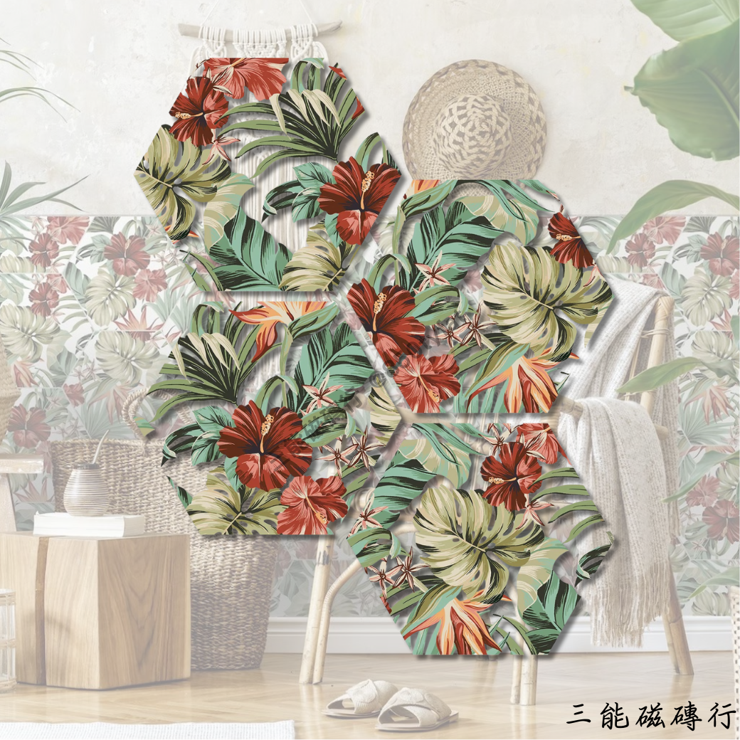 六角形瓷磚，白色與灰色交錯的雲霧紋理，營造柔和高貴的視覺效果，適用於高端裝潢與藝術空間設計。