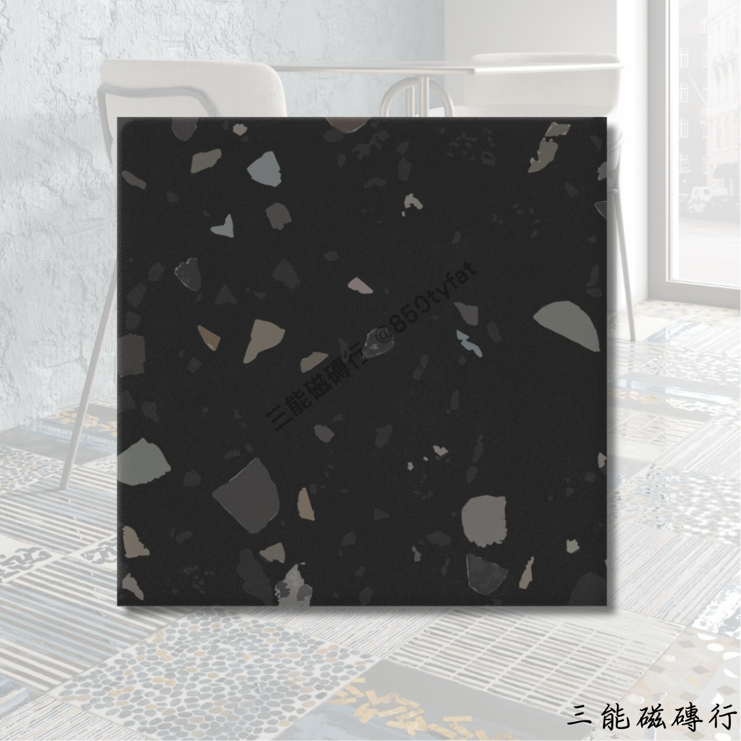 佳麗石白色水磨石磁磚，低彩度晶片混合設計，適合北歐風與現代簡約空間使用