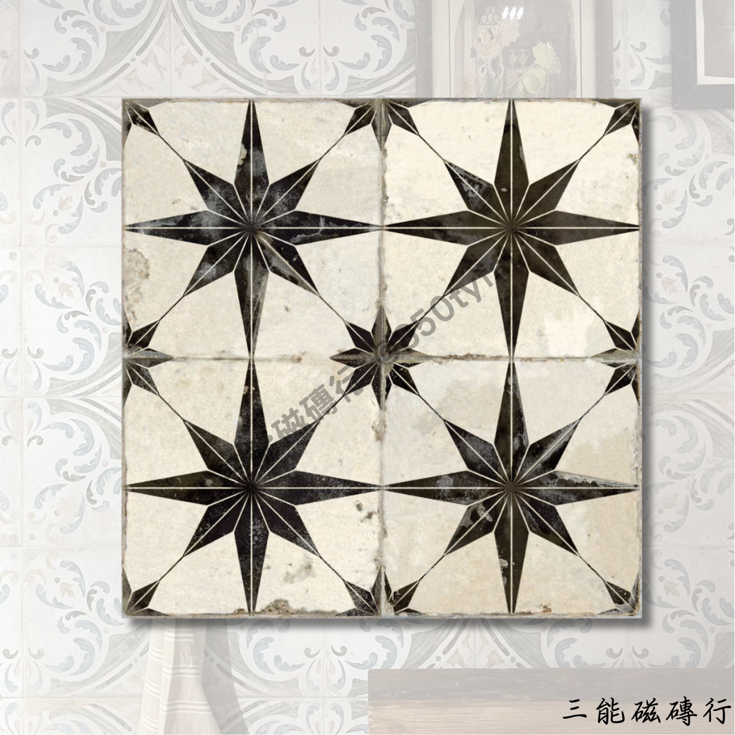 FS Roots系列星夜藍磁磚，立體幾何藍色復古花磚