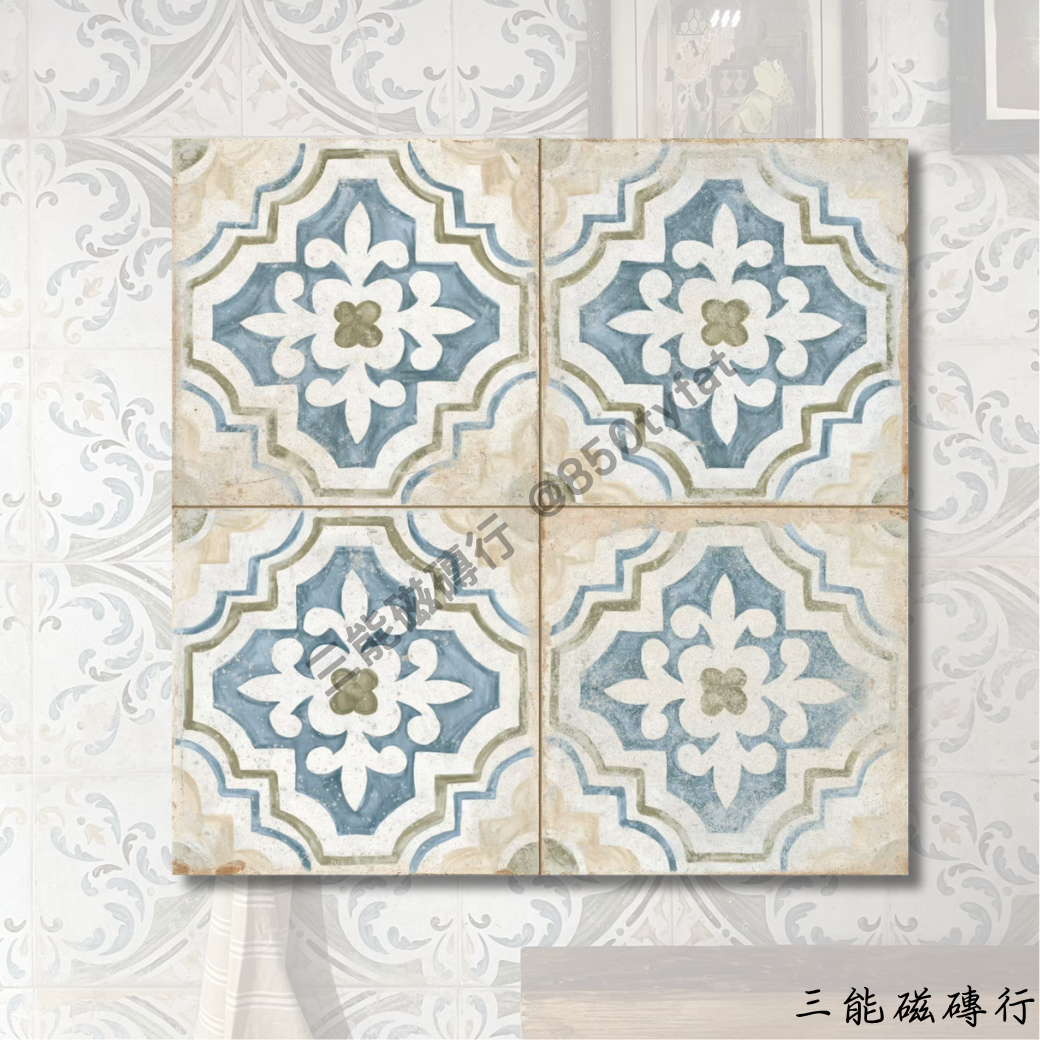 FS Roots系列星夜藍磁磚，立體幾何藍色復古花磚