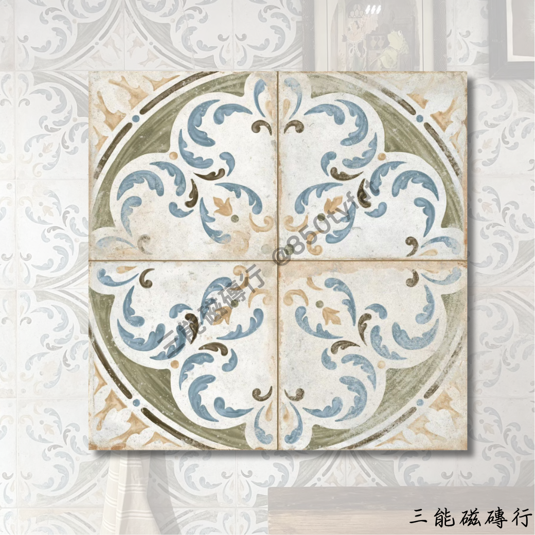 FS Roots系列星夜藍磁磚，立體幾何藍色復古花磚