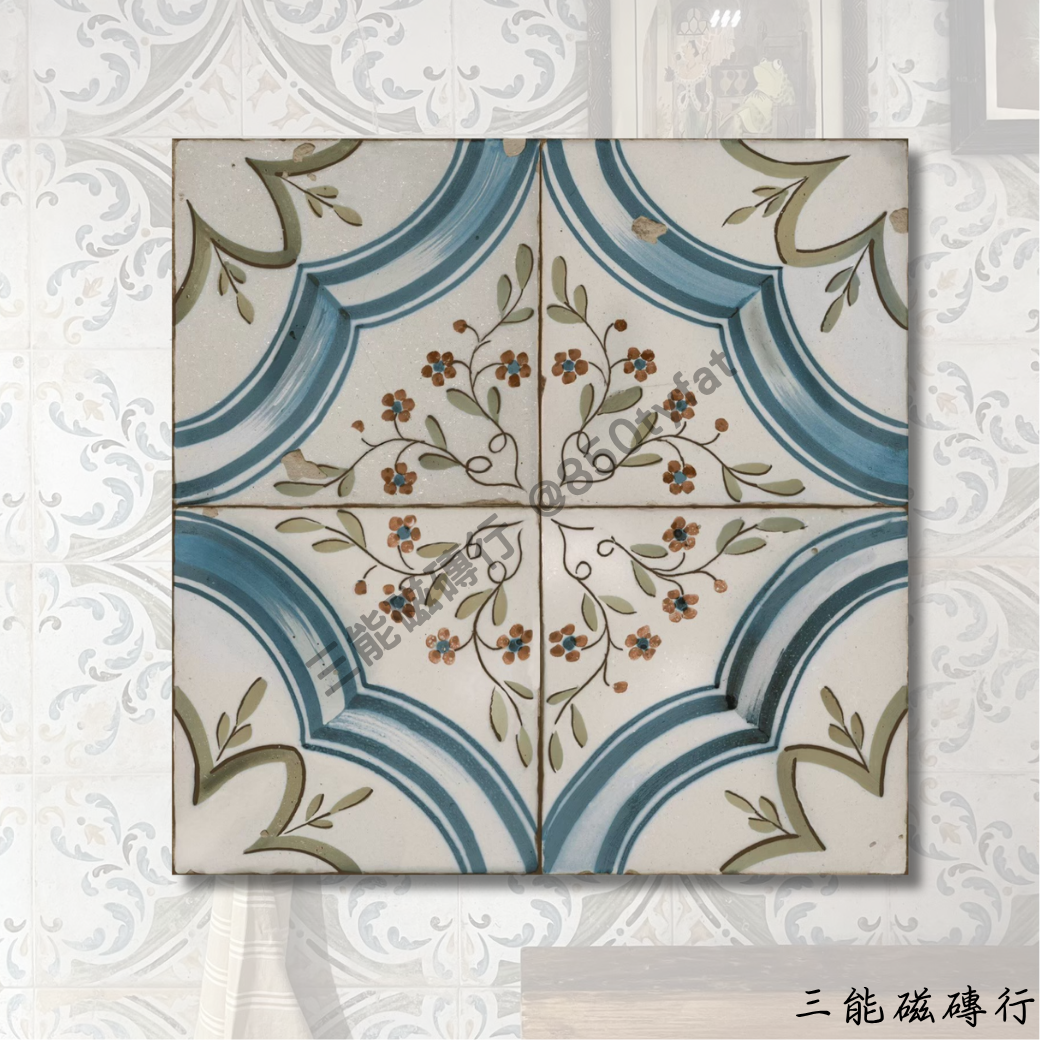 FS Roots系列星夜藍磁磚，立體幾何藍色復古花磚