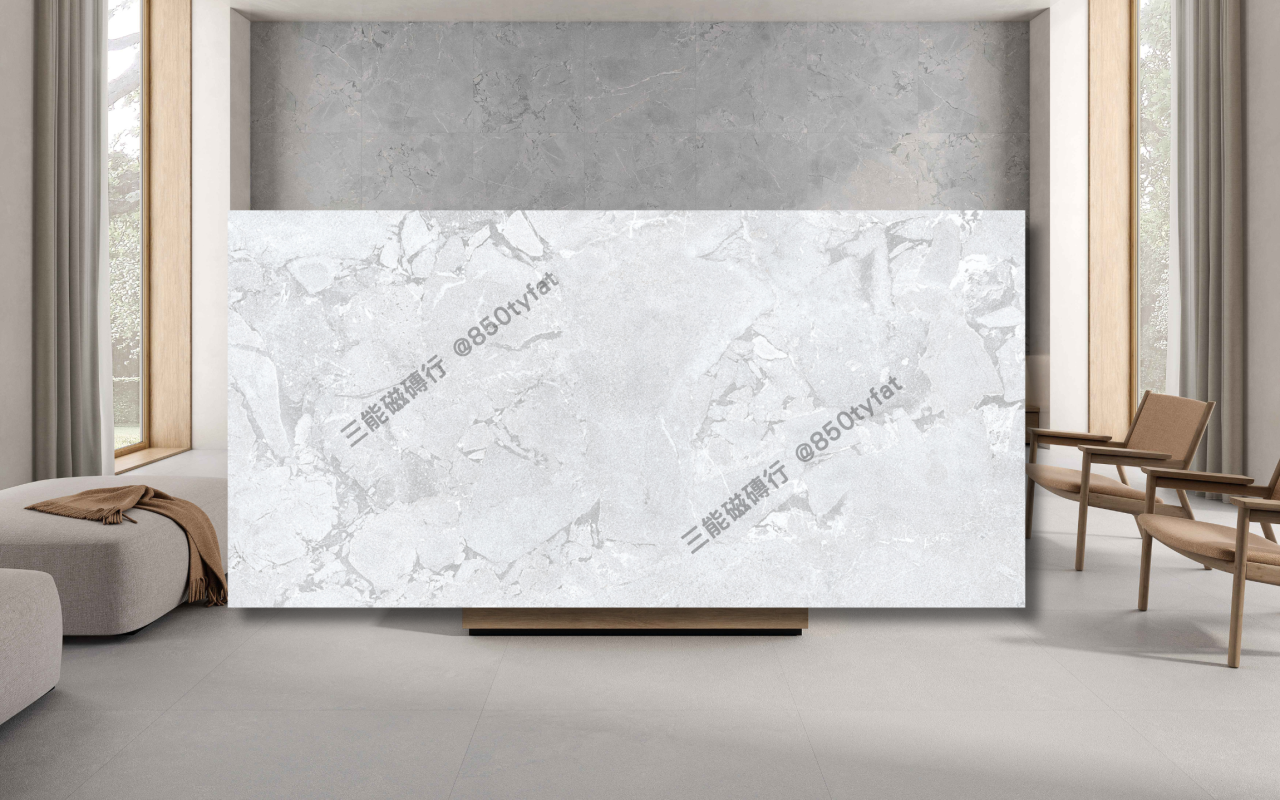 凱因石系列磁磚，包含淺灰、中灰與墨黑岩紋質地，展現霧面天然斷面紋理與空間設計感，三能磁磚行