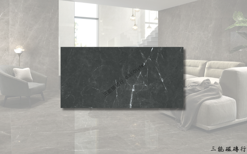 雲岩石系列磁磚，包含霧白、岩灰、咖棕與黯黑四色石紋設計，展現自然岩石質感與現代簡約氛圍，三能磁磚行