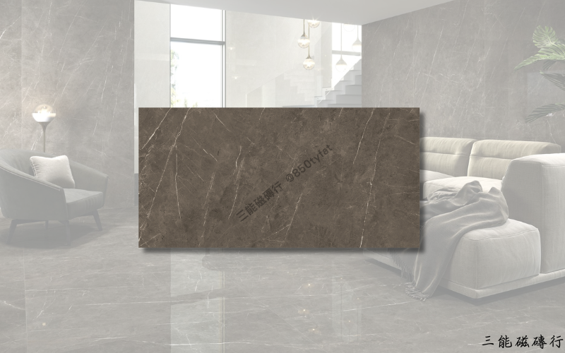 雲岩石系列磁磚，包含霧白、岩灰、咖棕與黯黑四色石紋設計，展現自然岩石質感與現代簡約氛圍，三能磁磚行