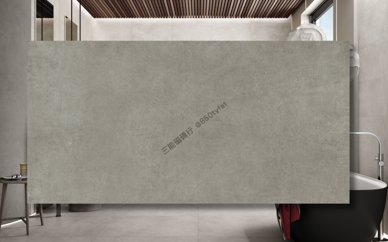 霧光肌理系列磁磚，霧白與雲灰色系融合刷痕肌理，營造柔和簡潔的衛浴牆面設計，三能磁磚行