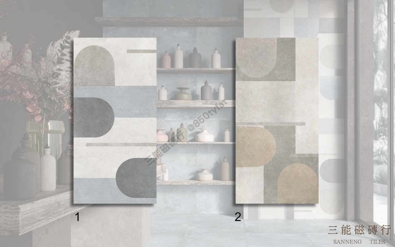 霧彩手感系列磁磚，融合手作質感與霧面柔光，展現自然低彩色調與復古氛圍，適合牆面與空間點綴鋪設，三能磁磚行