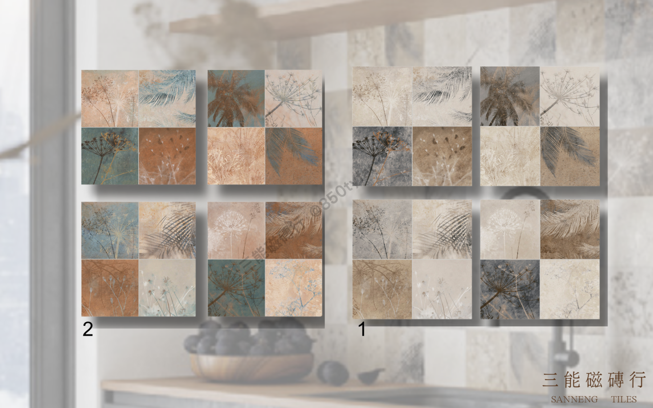 霧彩手感系列磁磚，融合手作質感與霧面柔光，展現自然低彩色調與復古氛圍，適合牆面與空間點綴鋪設，三能磁磚行