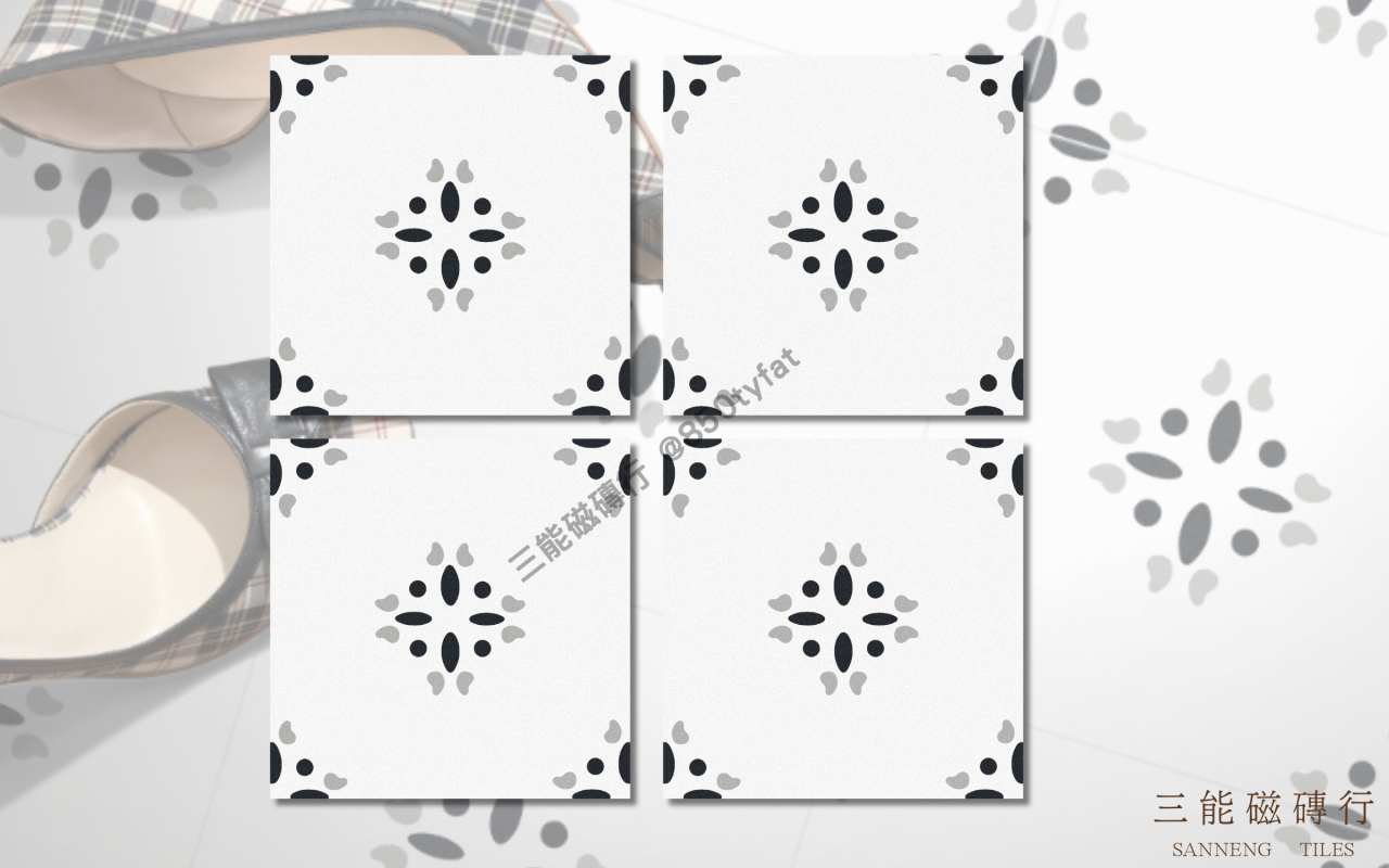 維納斯花磚系列磁磚，融合歐洲經典圖騰與仿舊質感，展現濃厚復古氛圍與藝術設計風格，三能磁磚行