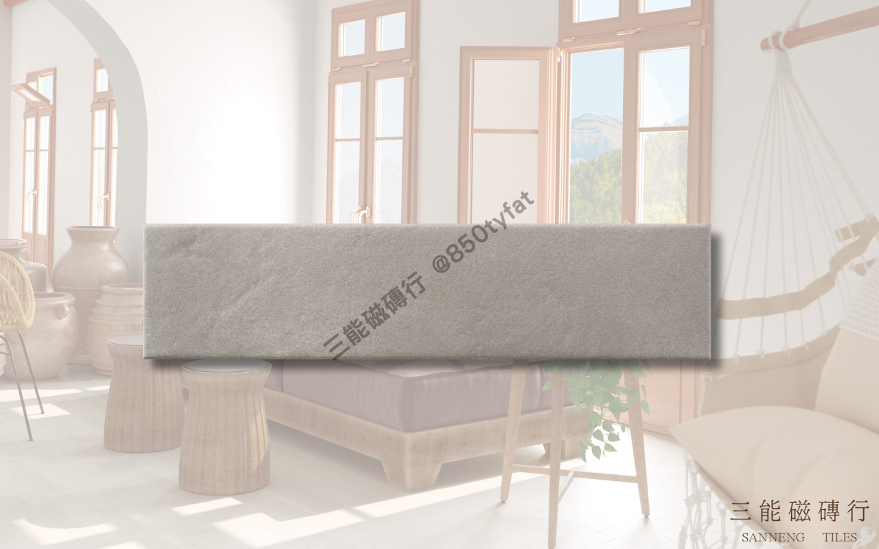 窯變面手工感長條磁磚，五色系包含純白、岩灰、炭黑、磚紅與湖水藍，展現自然波紋肌理與手作風格，適合各式牆面設計，三能磁磚行