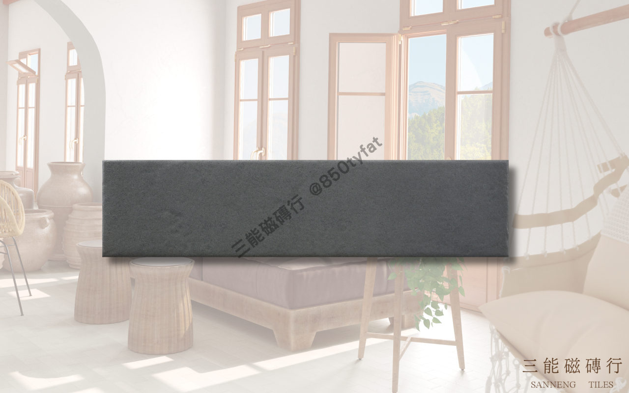 窯變面手工感長條磁磚，五色系包含純白、岩灰、炭黑、磚紅與湖水藍，展現自然波紋肌理與手作風格，適合各式牆面設計，三能磁磚行